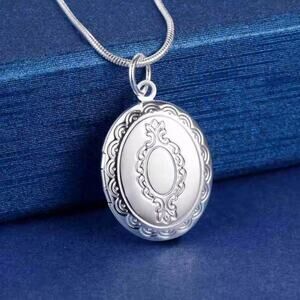 925 Silver Necklace w/ Locket Vtg Victorian Fashion Valentine's Birthday Gift